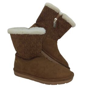 Michael Kors Girls Pre-owned Brown Suede Zip-up Booties - sz. 1